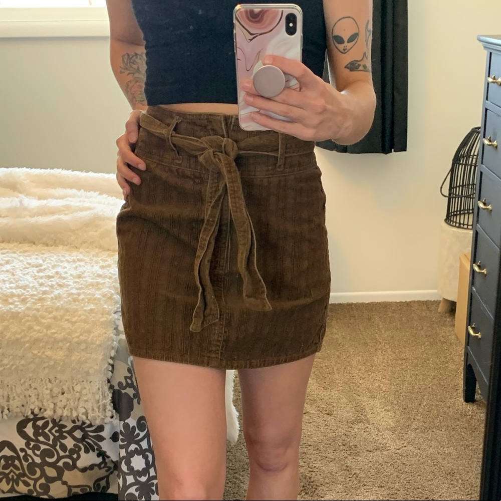 Brown corduroy mini skirt